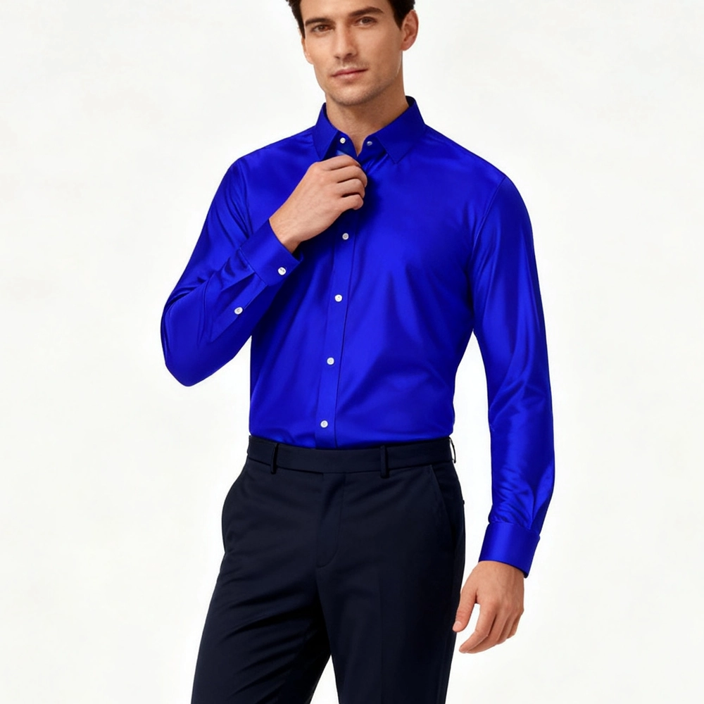 Men's 100% Silk French Cuff Dress Shirt