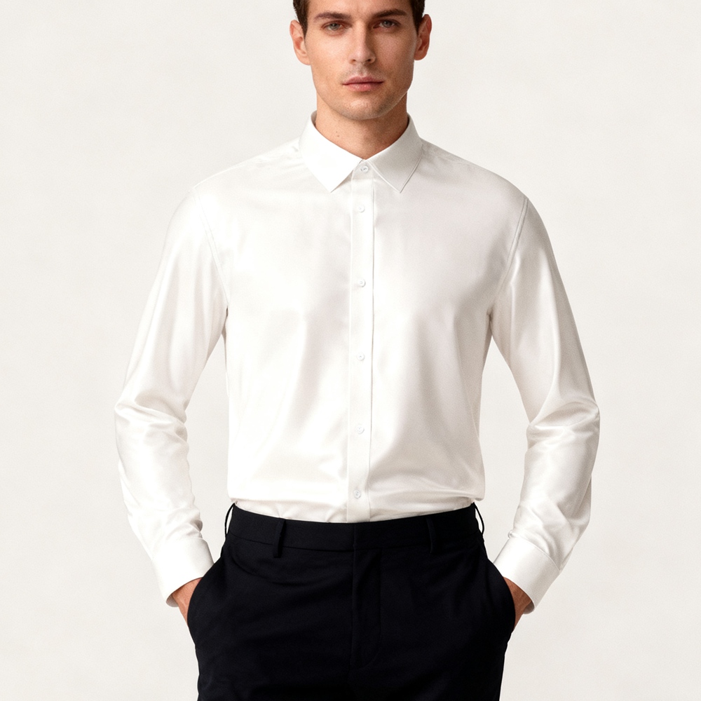 white christmas dresses Comfort Fit French Cuff Wing Tip Cotton White Tuxedo Shirt M / 6 / White main image 1