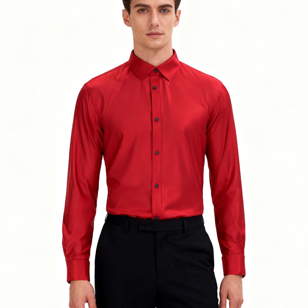 Men's 100% Silk French Cuff Dress Shirt