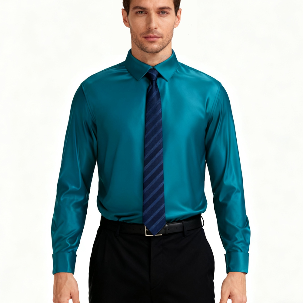 green emerald velvet dress Men'S Wrinkle Free French Cuff Dress Shirt Spread Collar Men'S Dress S —  MensUSA main image 1