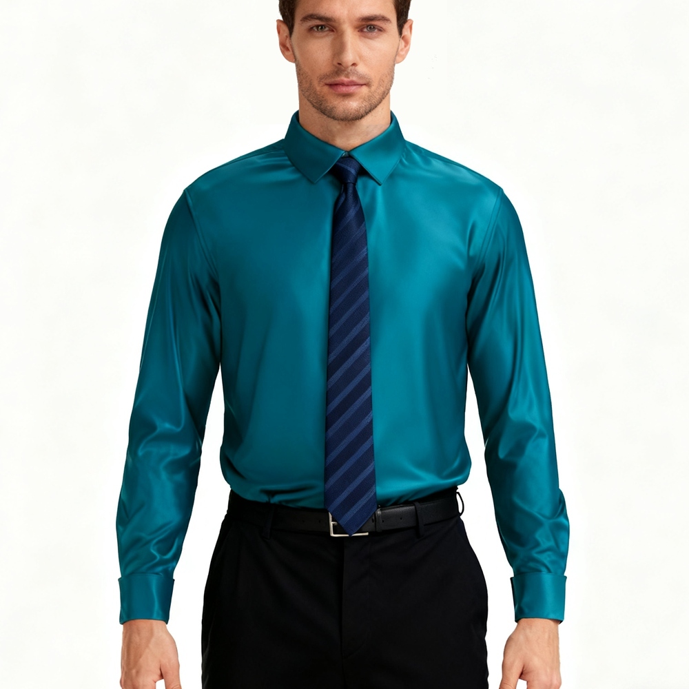 Men's 100% Silk French Cuff Dress Shirt