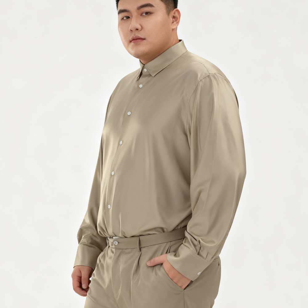 big and tall silk dress shirts MODA NOVA Big & Tall Men's Dress Satin V Neck Long Sleeve Button Down Shirts  White XLT