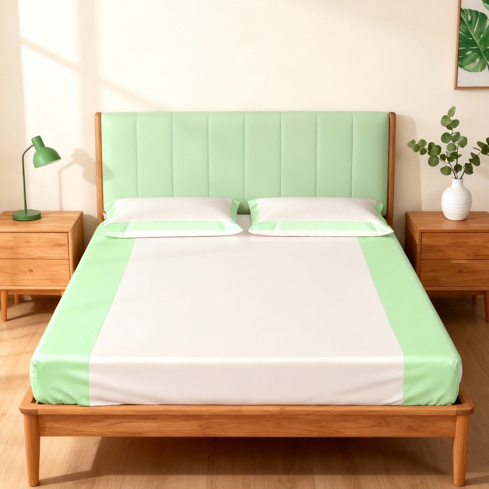 Two Tone Pure Silk Bed Sheets Set UK