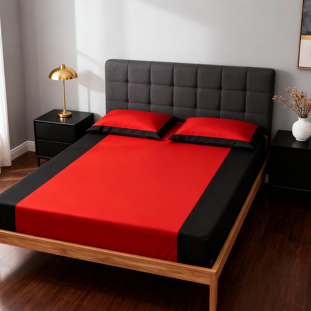 Two Tone Pure Silk Bed Sheets Set UK