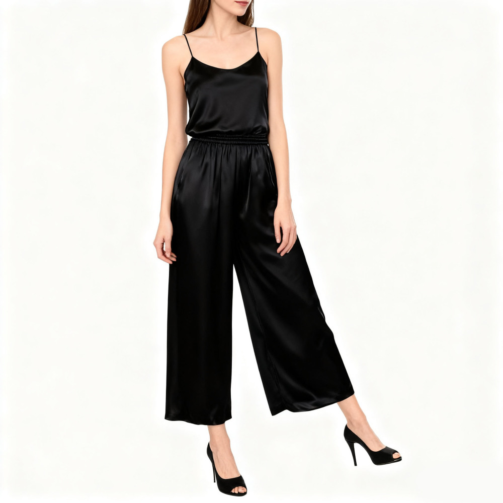100% Silk 3/4 Wide Leg Pants