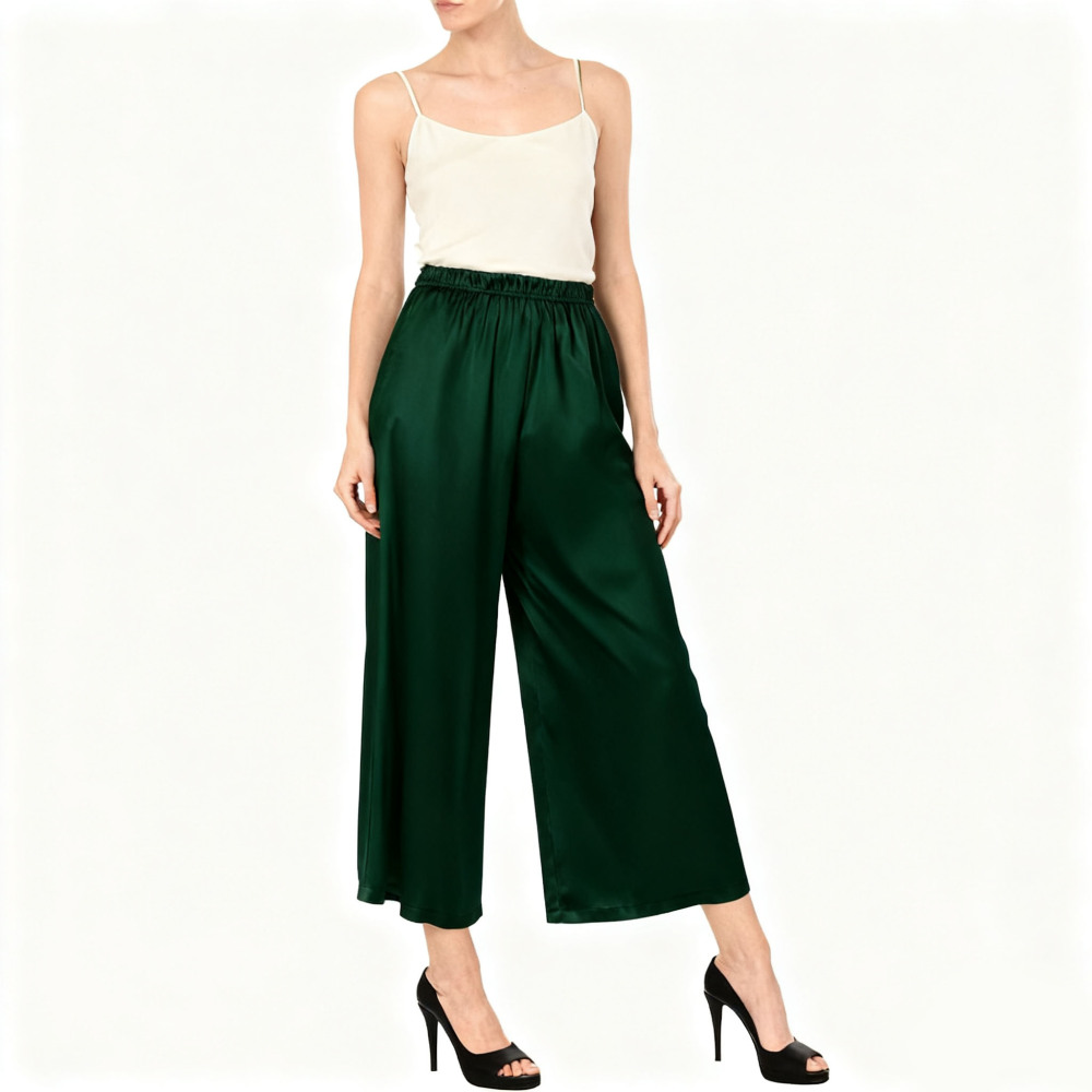 100% Silk 3/4 Wide Leg Pants