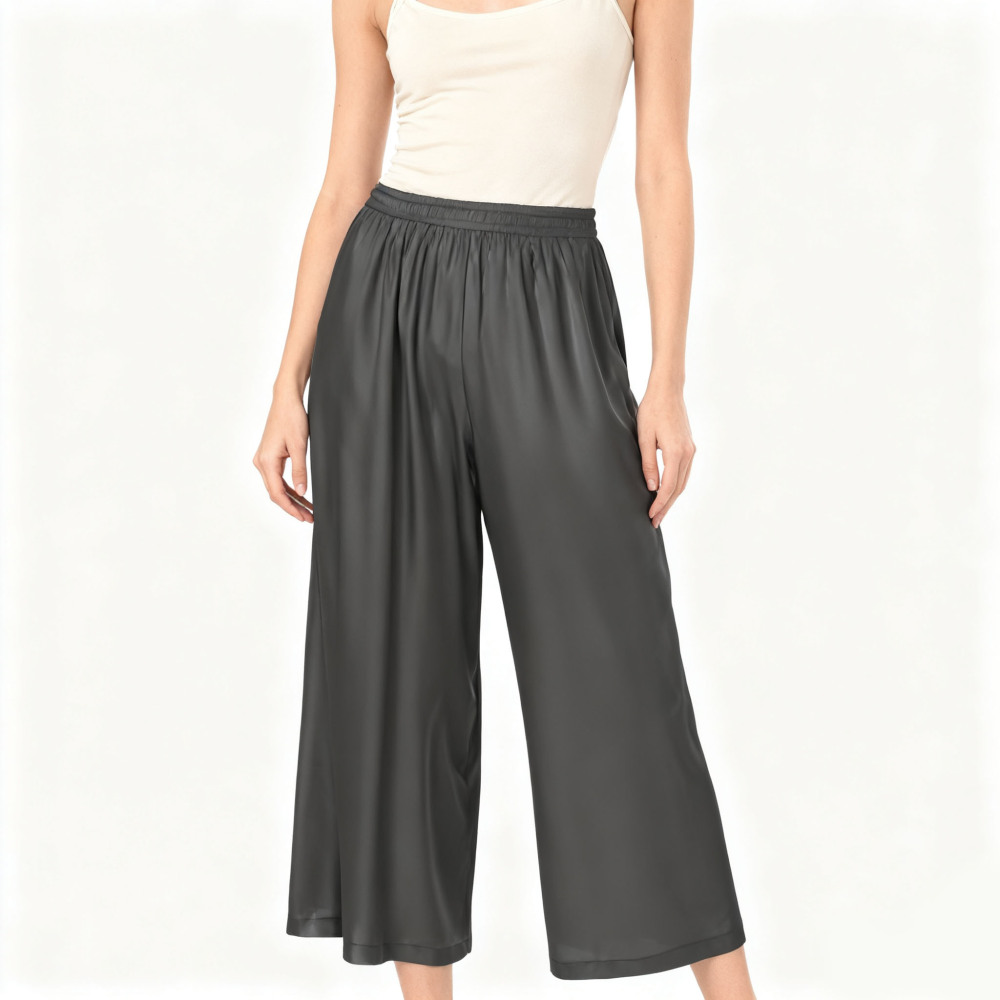100% Silk 3/4 Wide Leg Pants