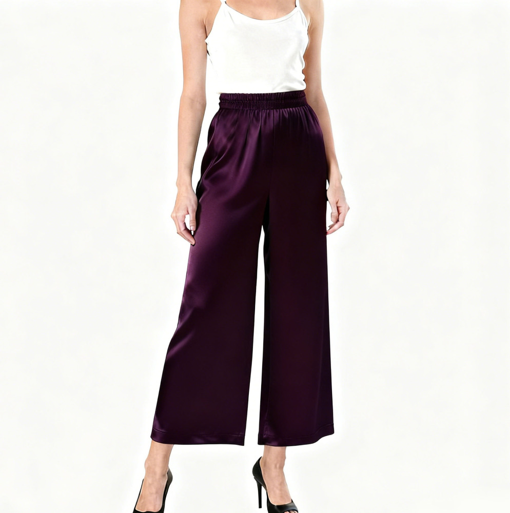 100% Silk 3/4 Wide Leg Pants