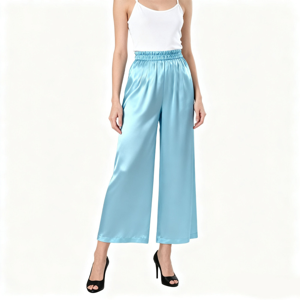 100% Silk 3/4 Wide Leg Pants
