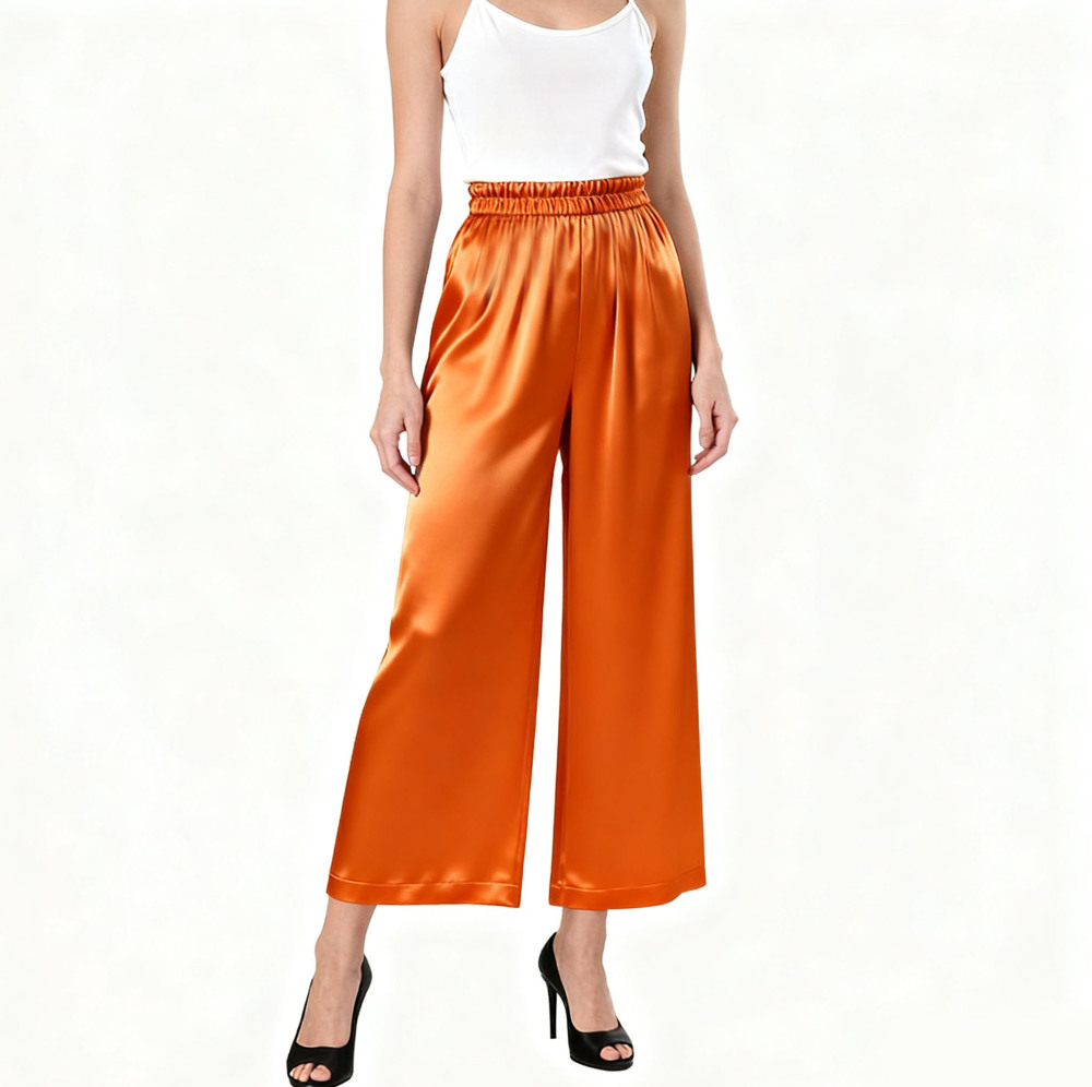 100% Silk 3/4 Wide Leg Pants
