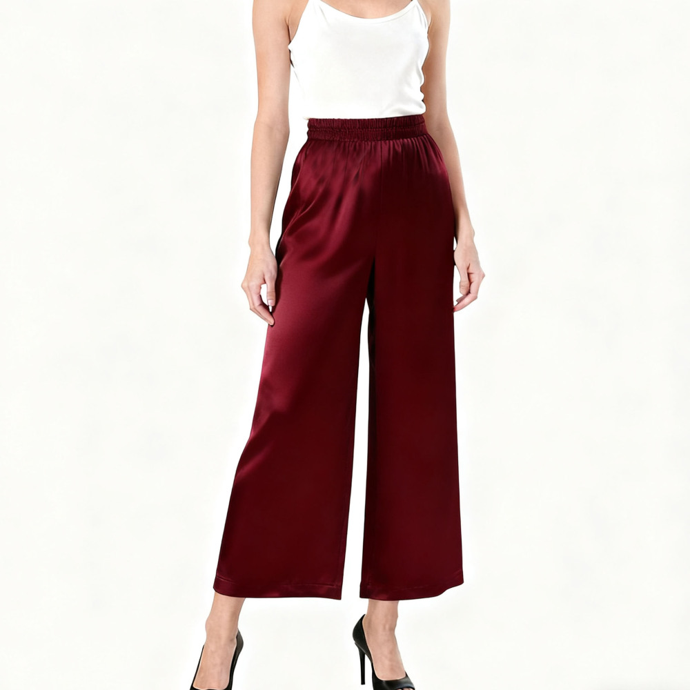 100% Silk 3/4 Wide Leg Pants