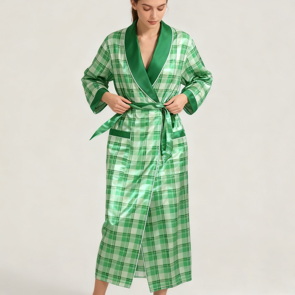 Silk Plaid Robe
