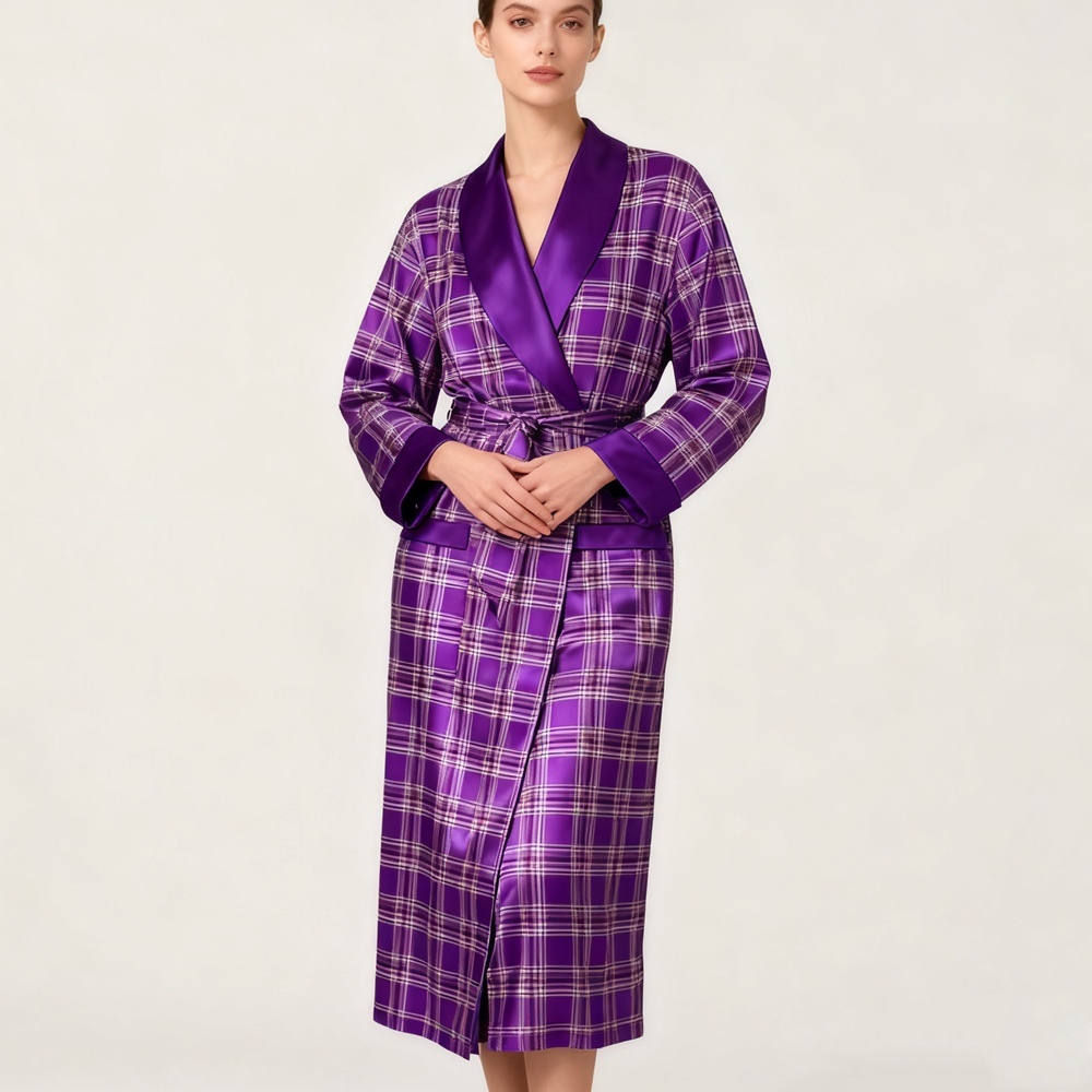 Silk Plaid Robe