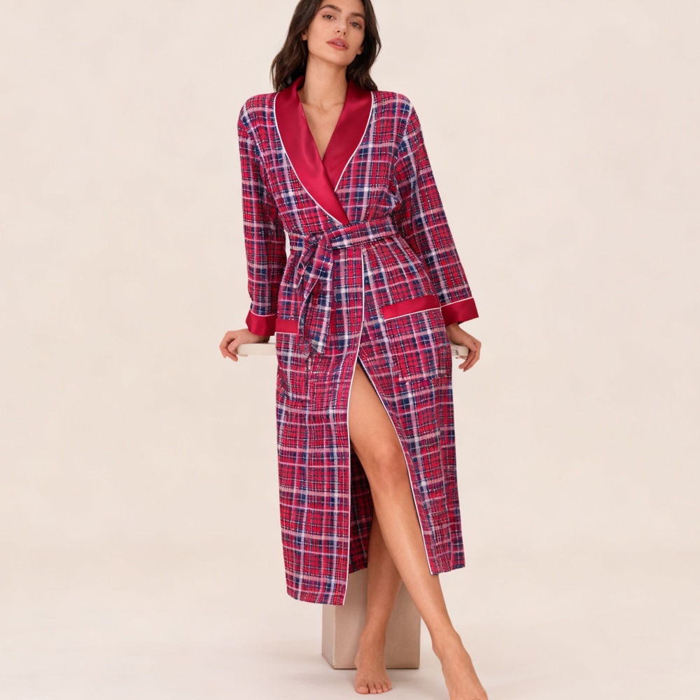 Silk Plaid Robe