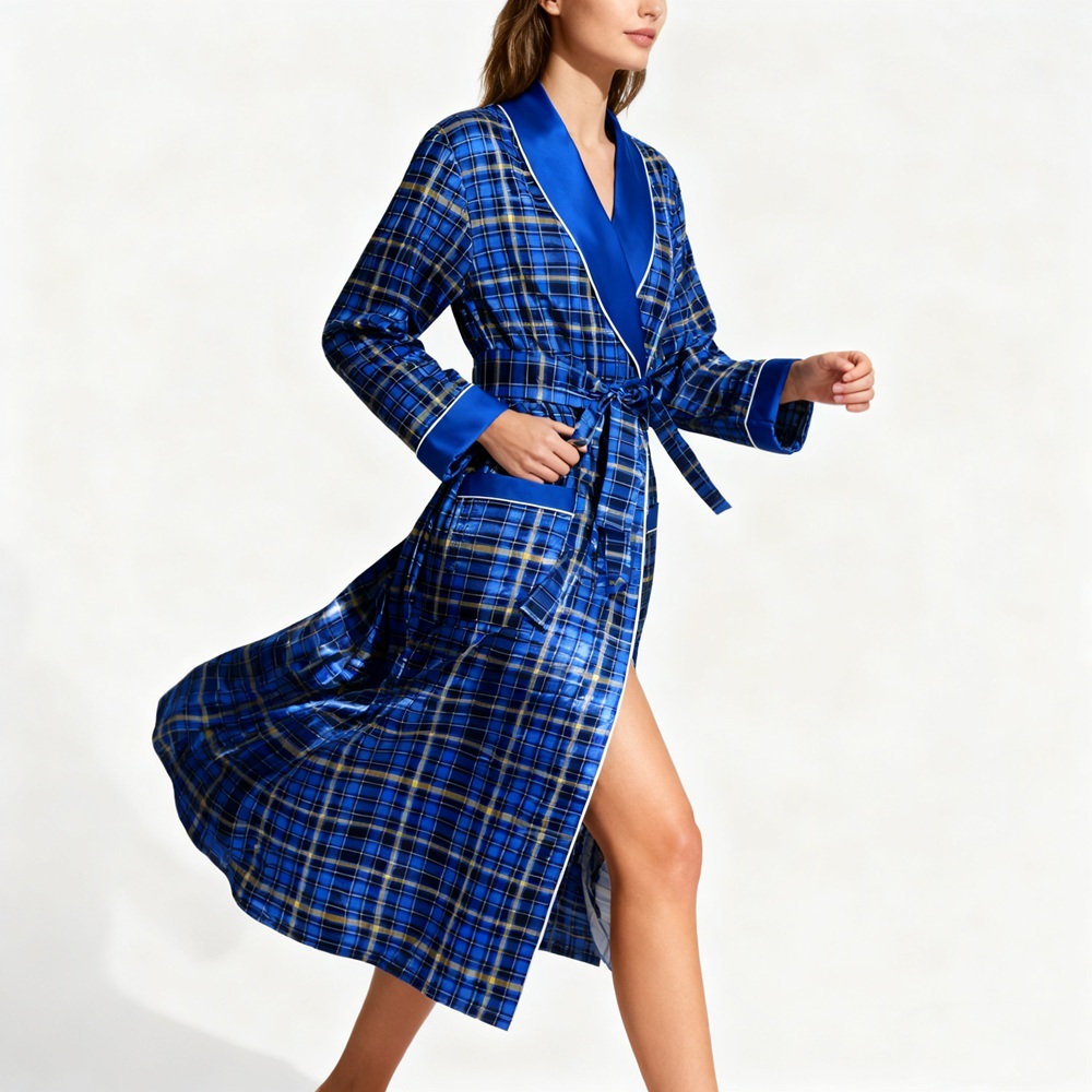 Silk Plaid Robe