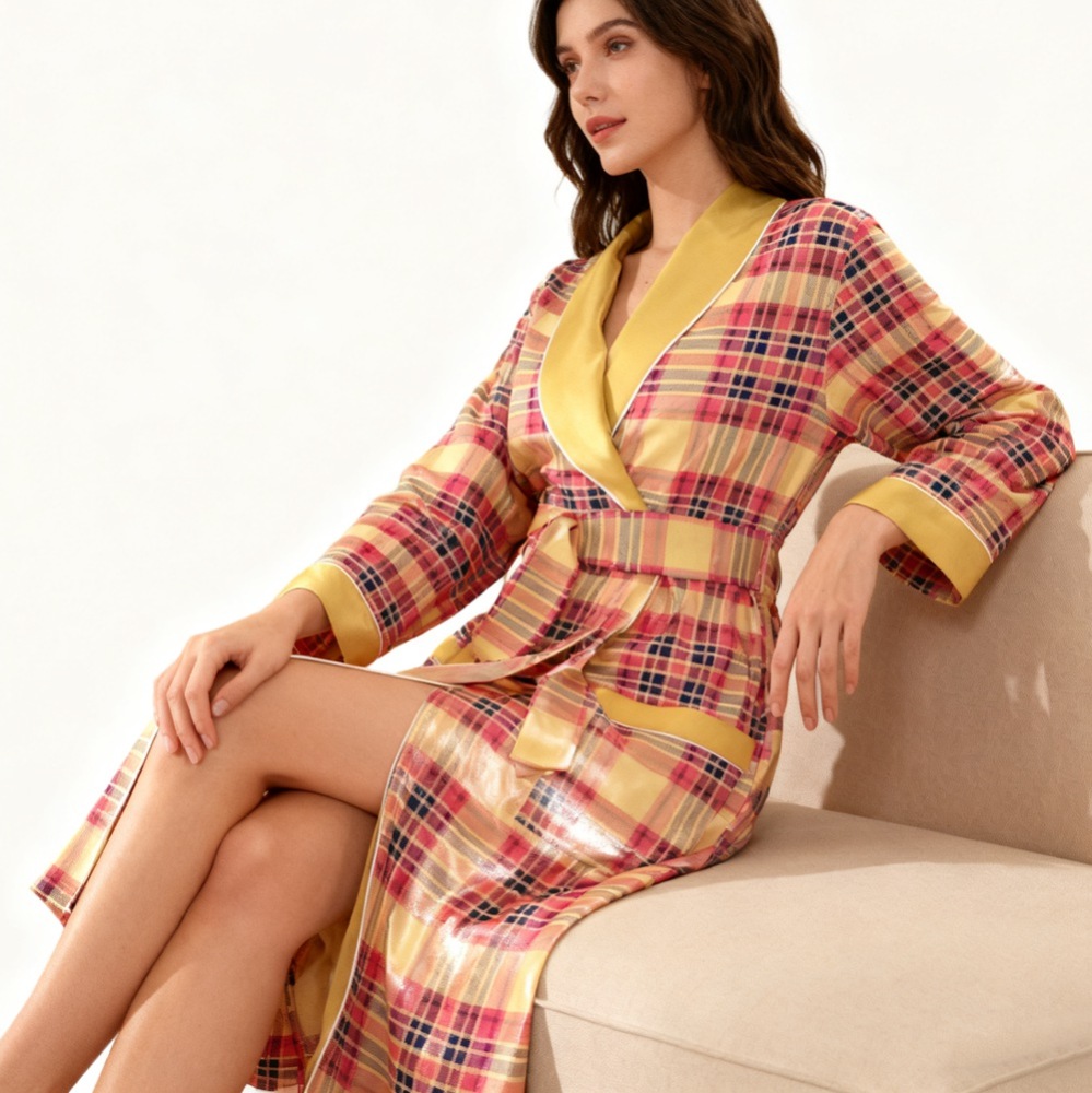 Silk Plaid Robe