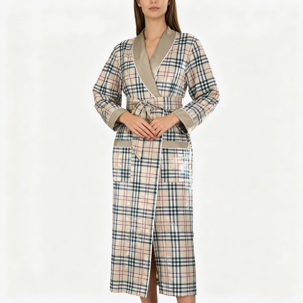 Silk Plaid Robe