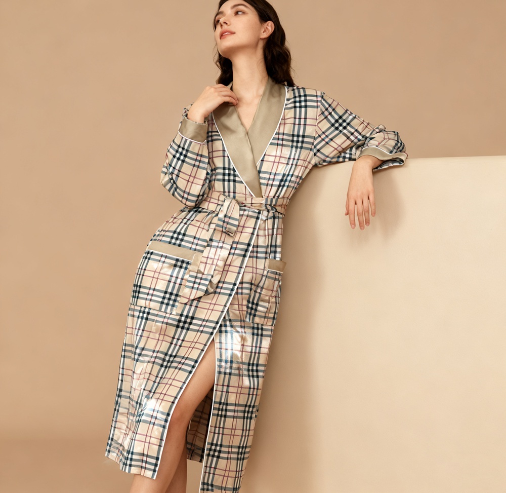 Silk Plaid Robe