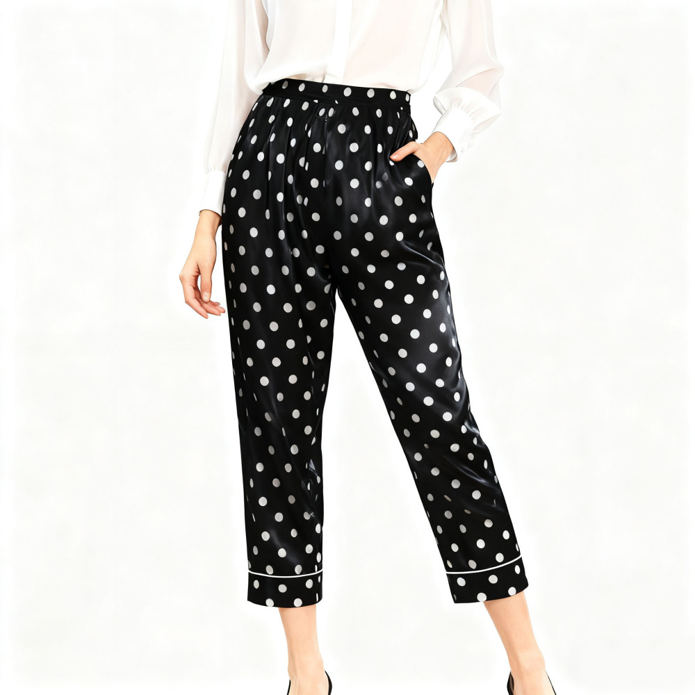 Women's 100% Silk Polka Dot Versatile Pajamas Set