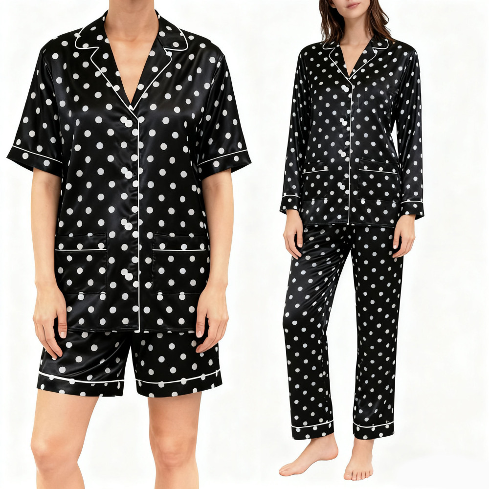 Women's 100% Silk Polka Dot Versatile Pajamas Set