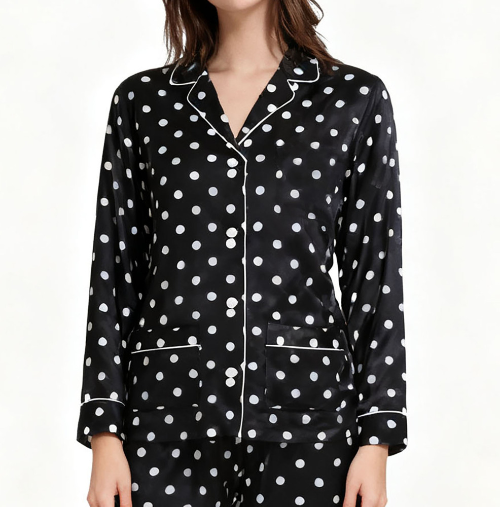 Women's 100% Silk Polka Dot Versatile Pajamas Set