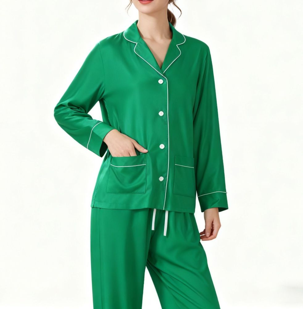 Womens Silk Button Up Pajamas