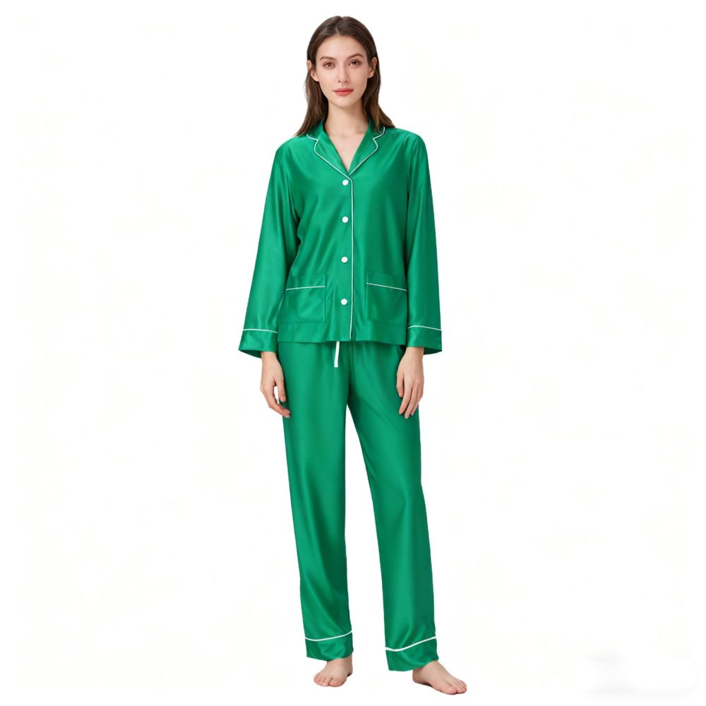 Womens Silk Button Up Pajamas