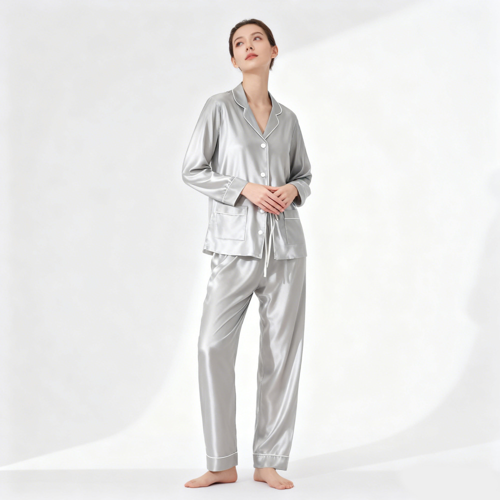 Womens Silk Button Up Pajamas