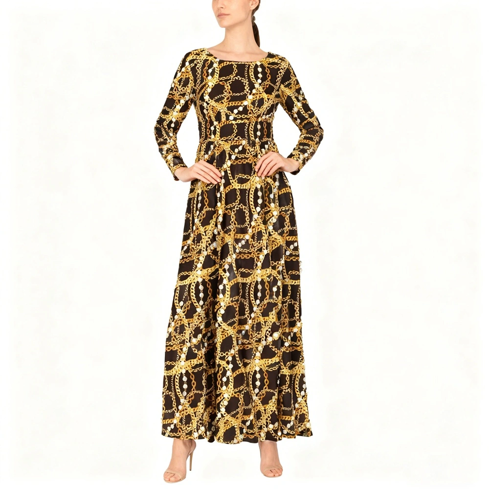 slim fit dress slacks Verona Embellished Diamond Chain Dress In Gold – Mew Mews main image 0