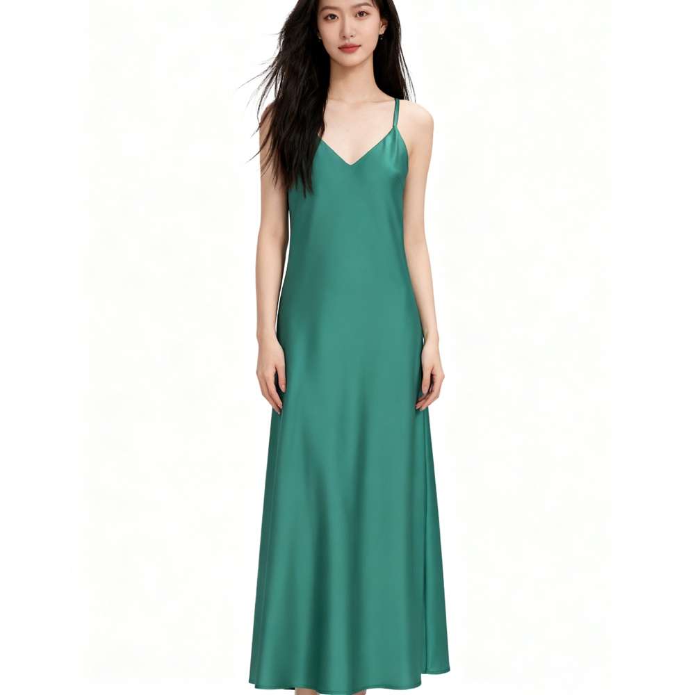 Women's 100% Pure Mulberry Silk Full Long Slip Dress