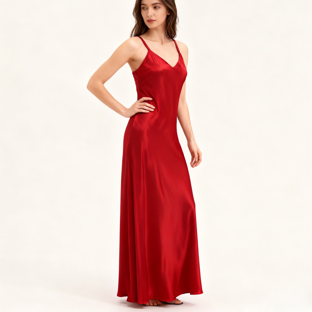 open lace back dress Gilda & Pearl | Sophia Bias-Cut Silk Slip Dress Midi | Red main image 1