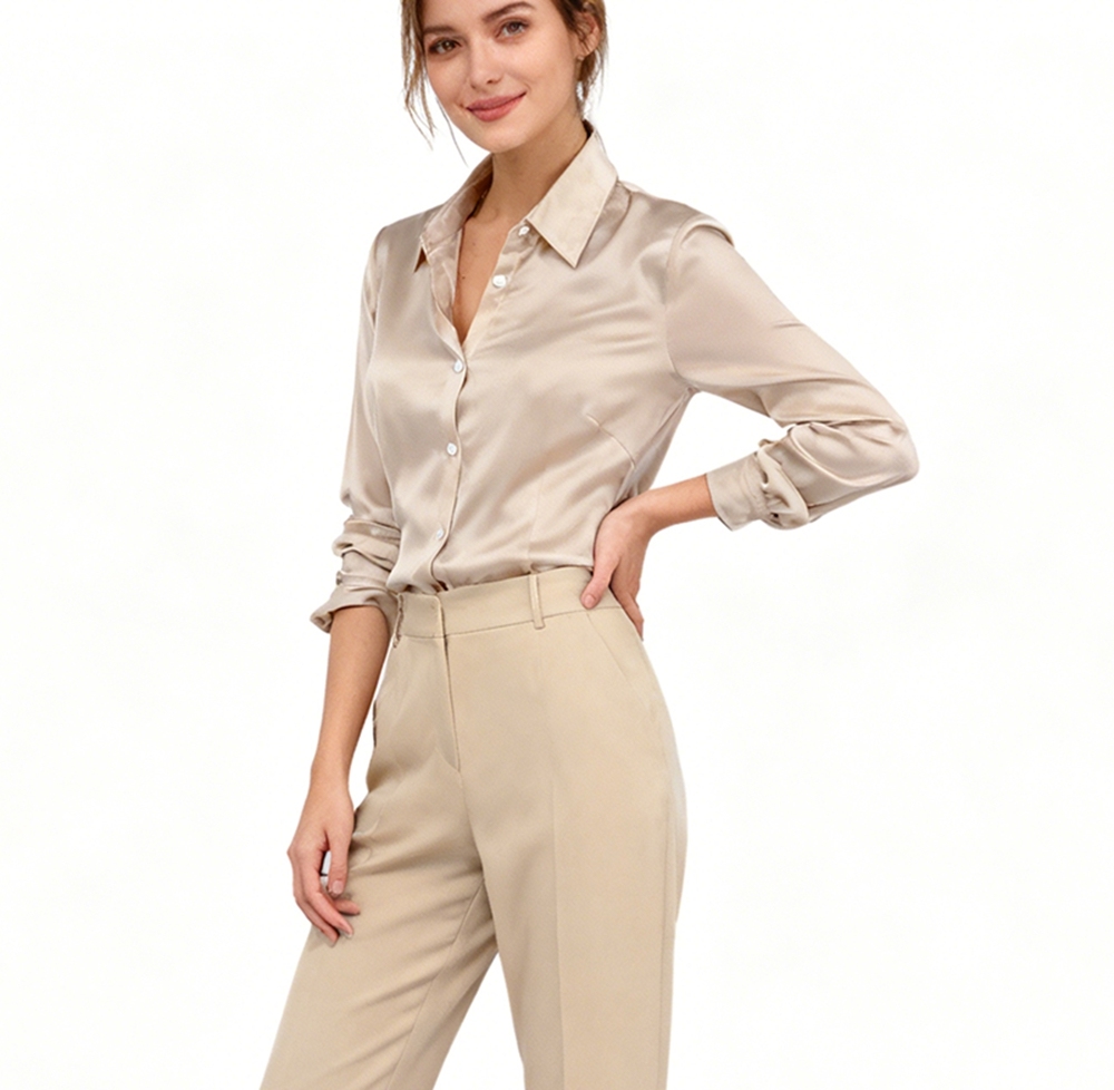 90 Colors Chart Silk Slim Fit Shirt Women's