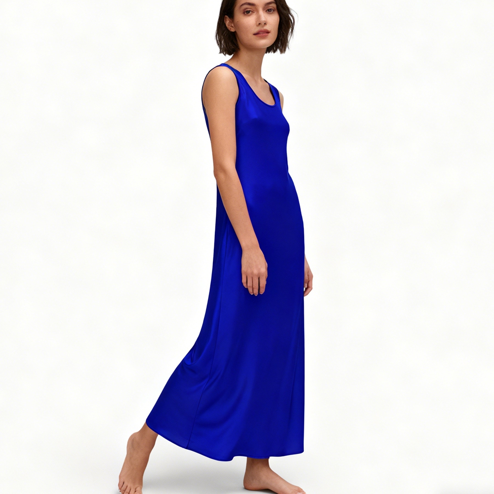 Women's 100% Mulberry Silk Maxi Long Tank Dress Size 10 12 14 16 18