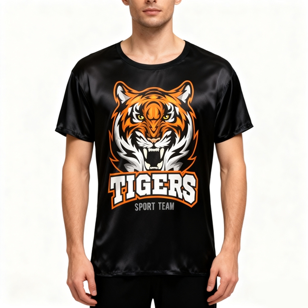 Men's Tiger Graphic Print Silk T Shirt