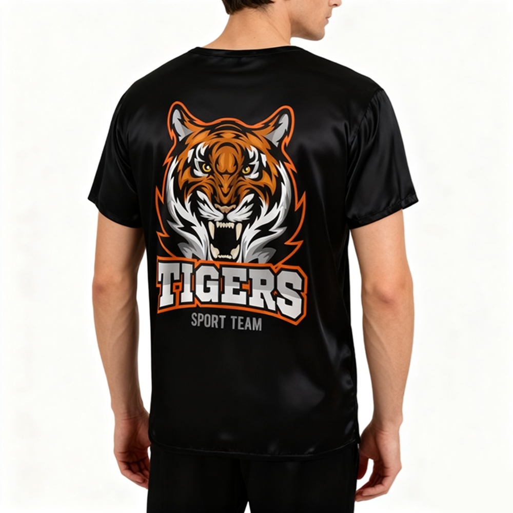 Men's Tiger Graphic Print Silk T Shirt