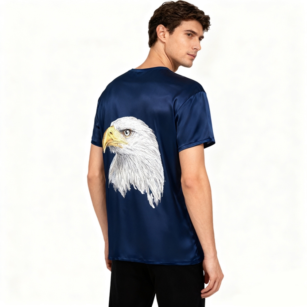 Men's Eagle Graphic Print Silk Tee