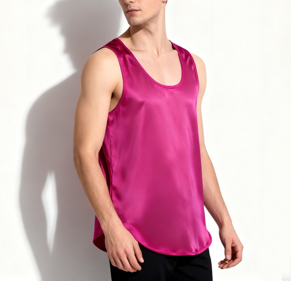 Men's 100% Mulberry Silk Charmeuse Tank Top
