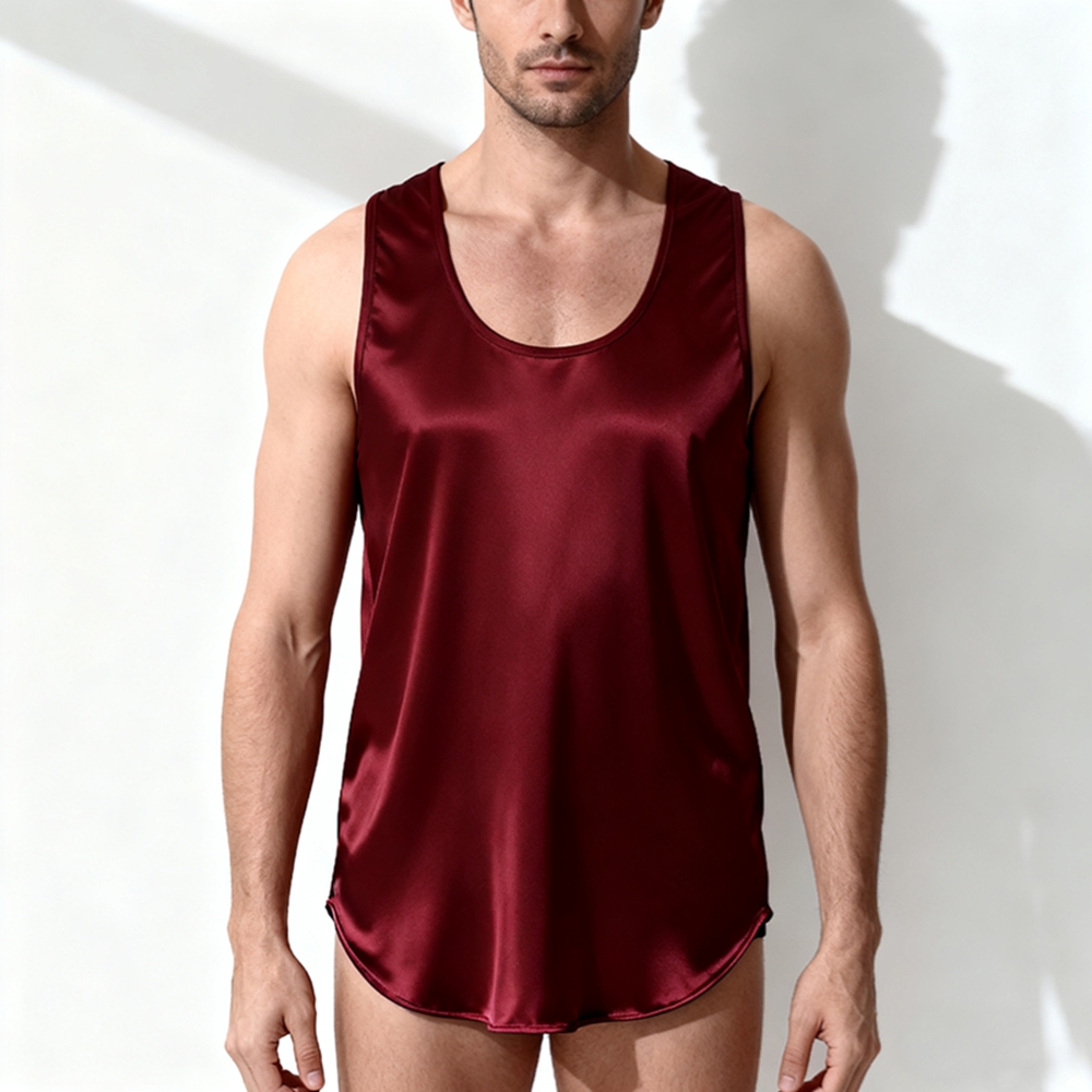 Men's 100% Mulberry Silk Charmeuse Tank Top