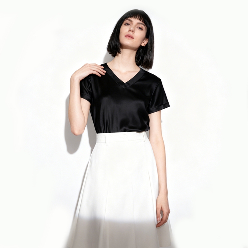 Silk V Neck T Shirt Womens