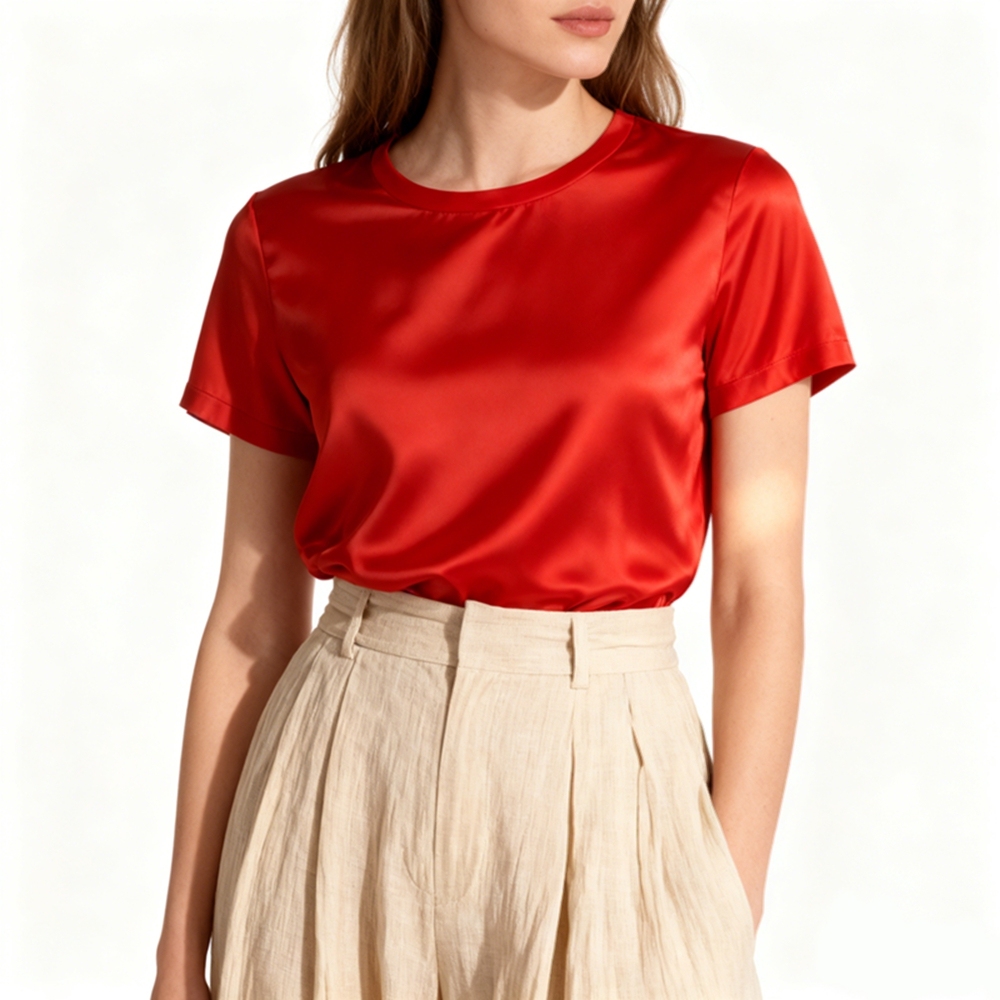 Short Sleeve Silk T Shirt