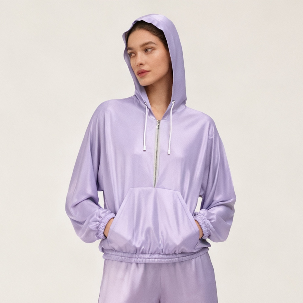 Women's 100% Mulberry Silk Pull Over Hoodie Jacket