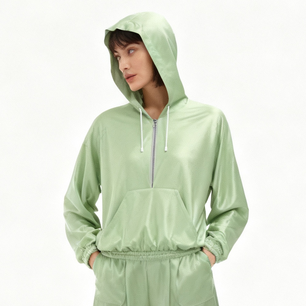 Women's 100% Mulberry Silk Pull Over Hoodie Jacket