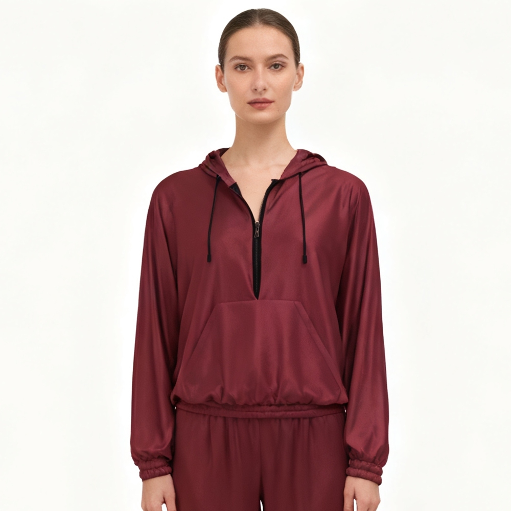 Women's 100% Mulberry Silk Pull Over Hoodie Jacket