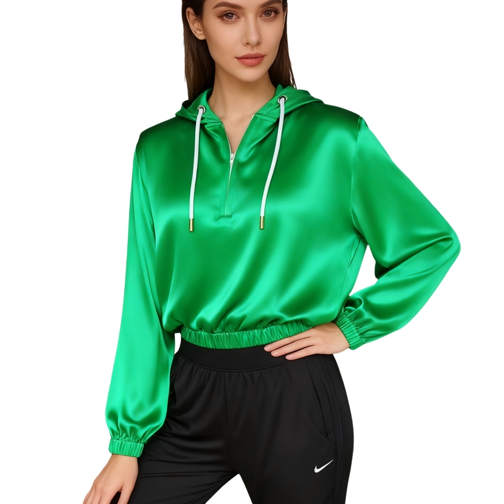 Silk Hooded Jacket Womens