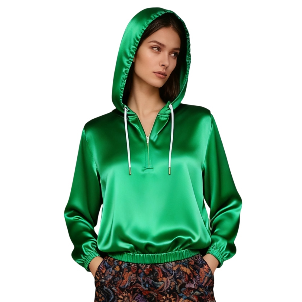 Silk Hooded Jacket Womens