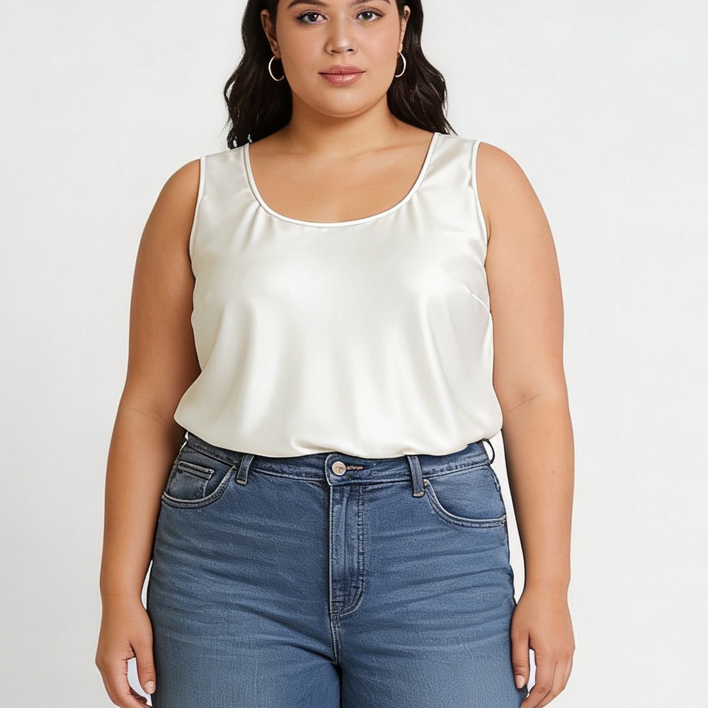 Women's 1X 2X 3X Plus Size 100% Mulberry Silk Tank Tops
