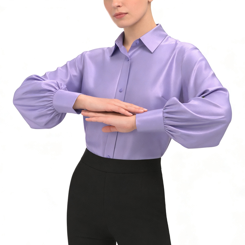 Women's 100% Silk Bishop Sleeve Blouse