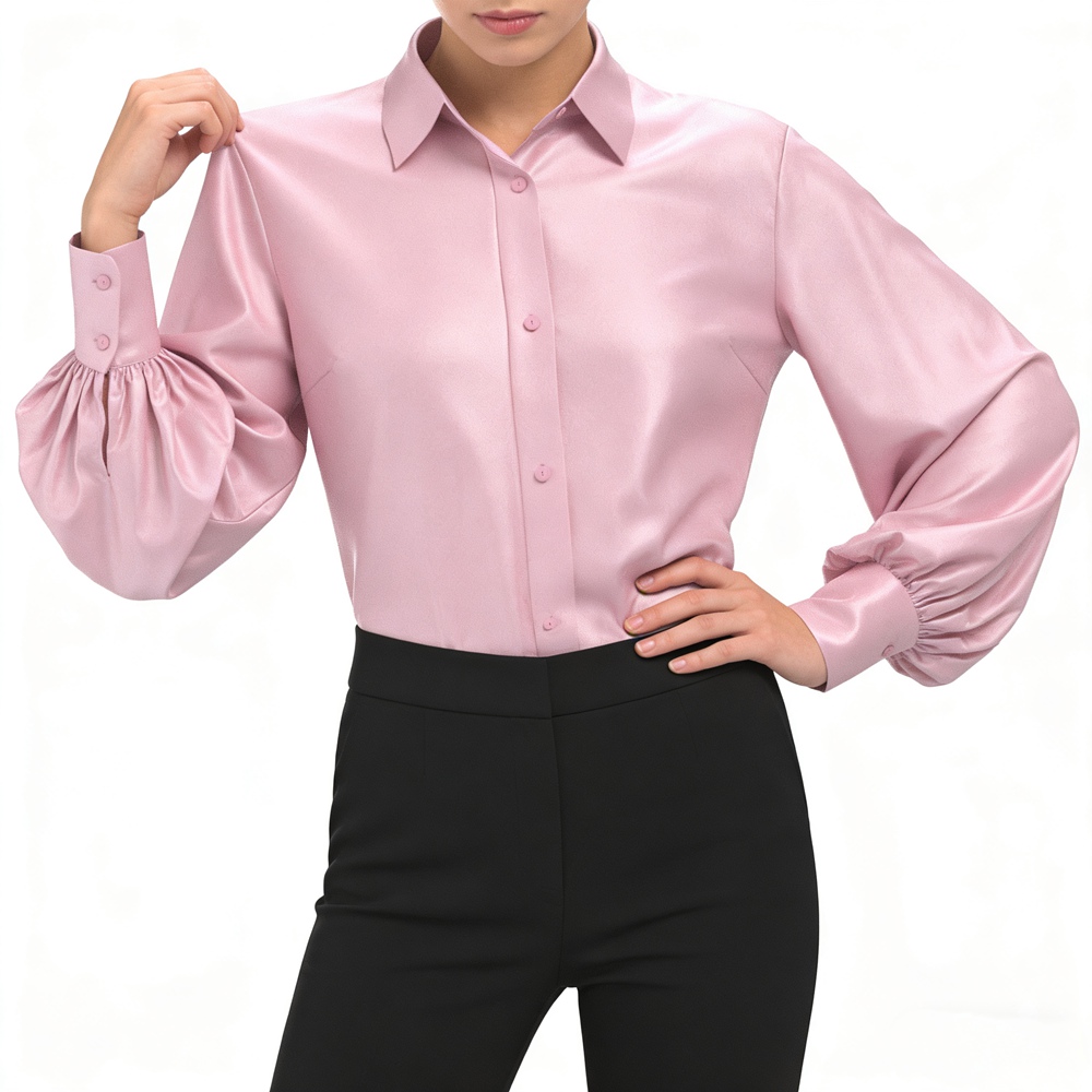 Women's 100% Silk Bishop Sleeve Blouse