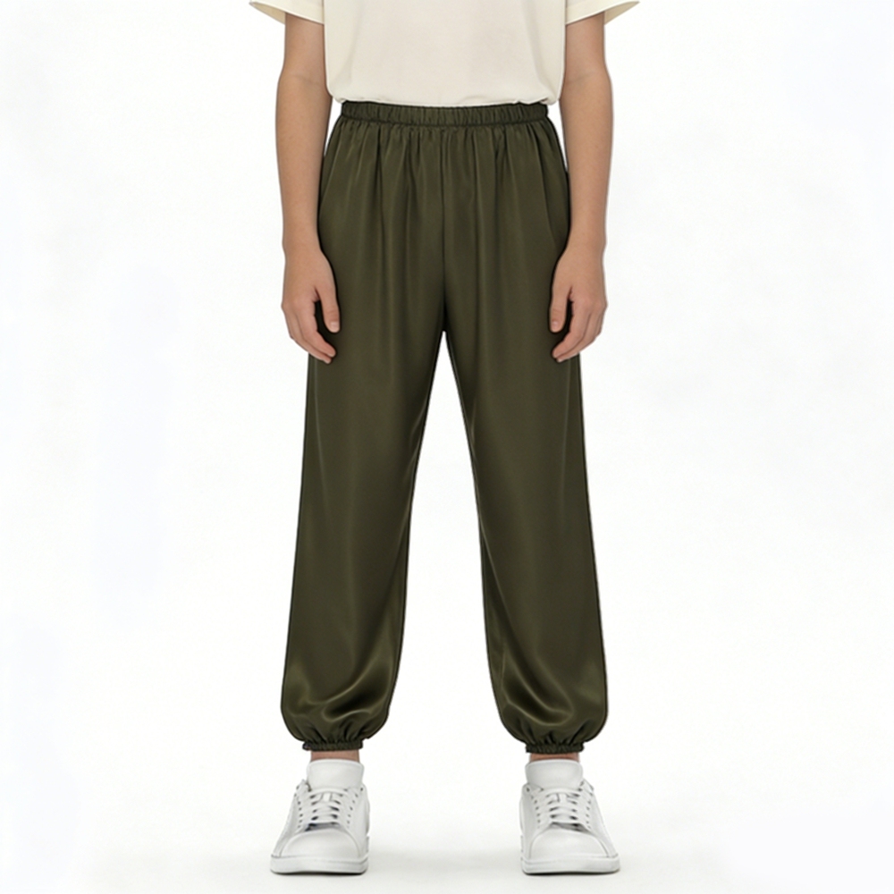 Boy's 100% Mulberry Silk Jogger Pants Size 7 8 10 12 14 Year Old