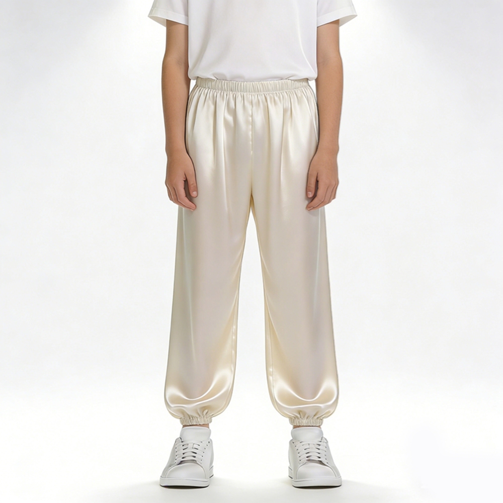 Boy's 100% Mulberry Silk Jogger Pants Size 7 8 10 12 14 Year Old